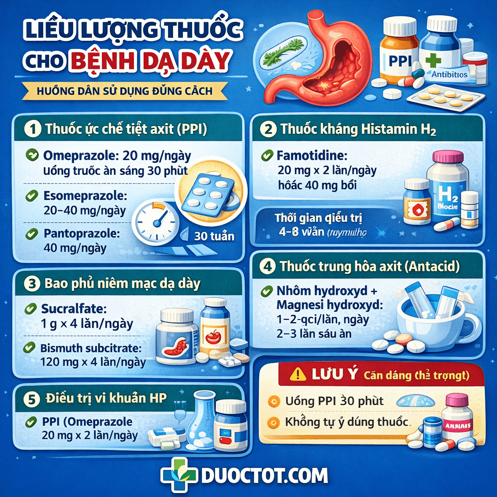 Liều lượng thuốc điều trị dạ dày